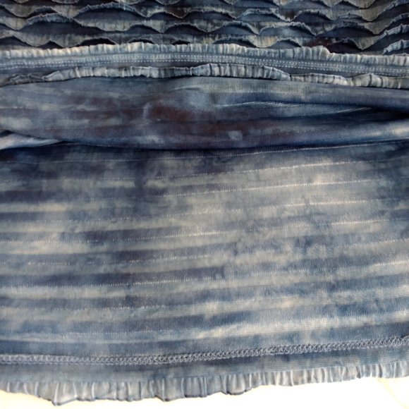 CATHERINES Blouse 1X 18-20W Plus Blue Chinelle Scoop Neck 3/4 Sleeve - Picture 4 of 11